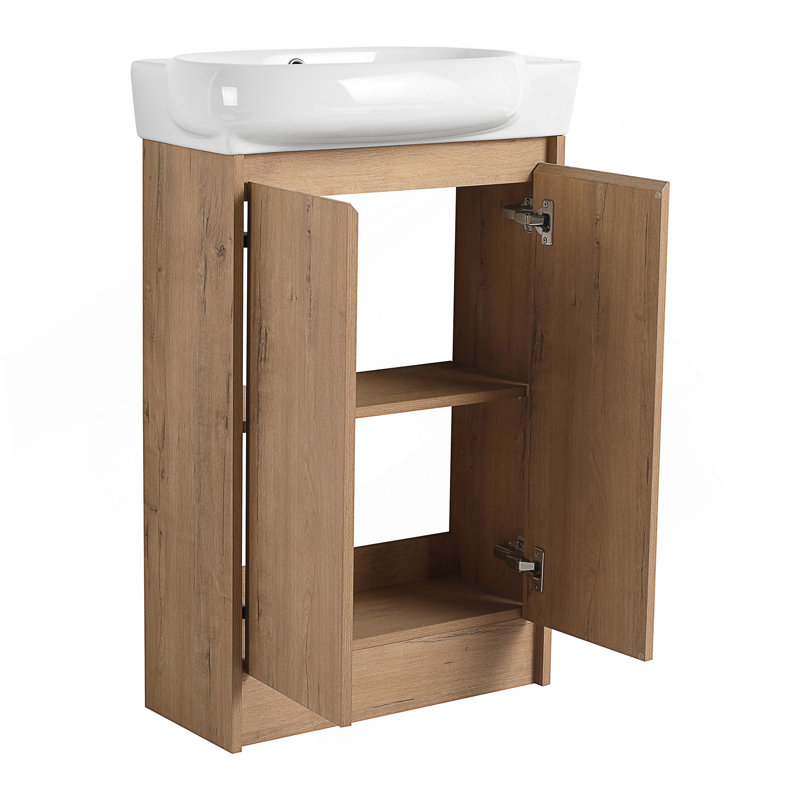 Meuble-lavabo autoportant de 23 pouces avec lavabo et portes à fermeture douce, parfait pour les salles de bain modernes