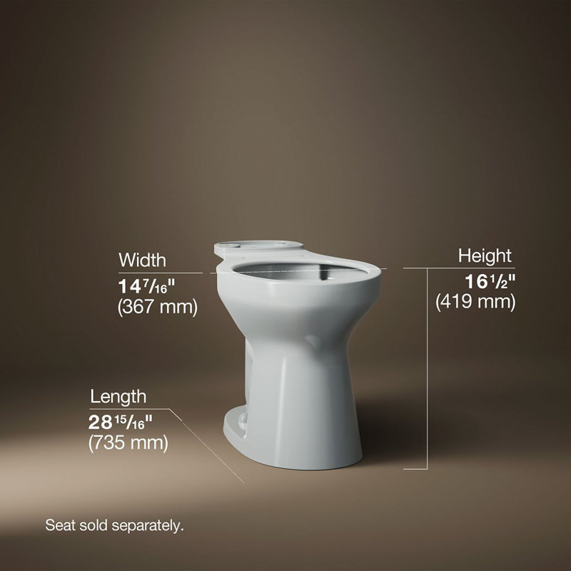 Cimarron Comfort Height Elongated Chair Height Toilet Bowl, Ice Grey