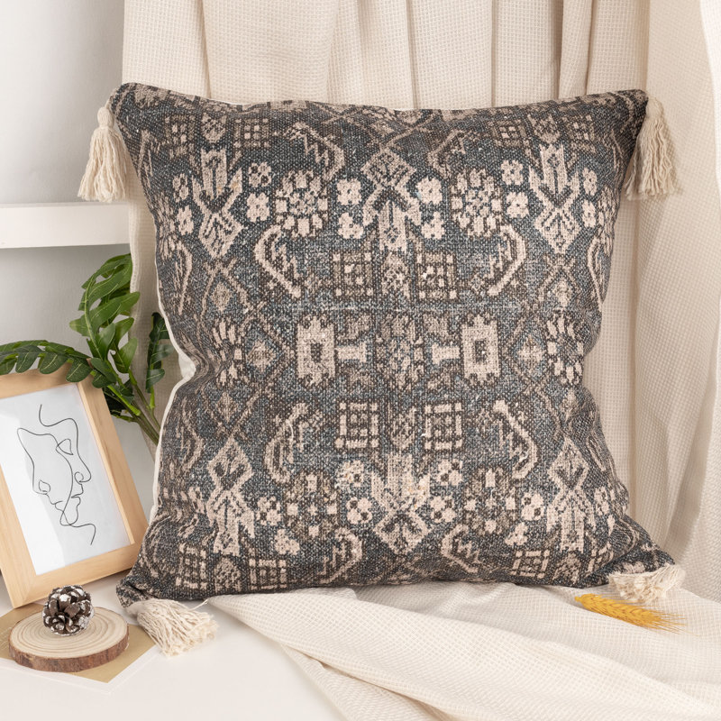 Coussin décoratif en lin Boho, Housse de coussin seulement - sans coussin, H 20 po x l 20 po