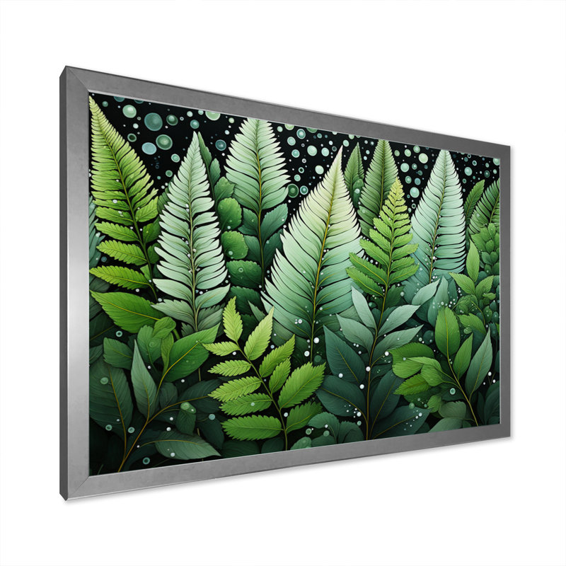 " Ferns Plant Whispering Fronds II ", H 30 po x l 40 po x P 1,5 po, Cadre simple argenté