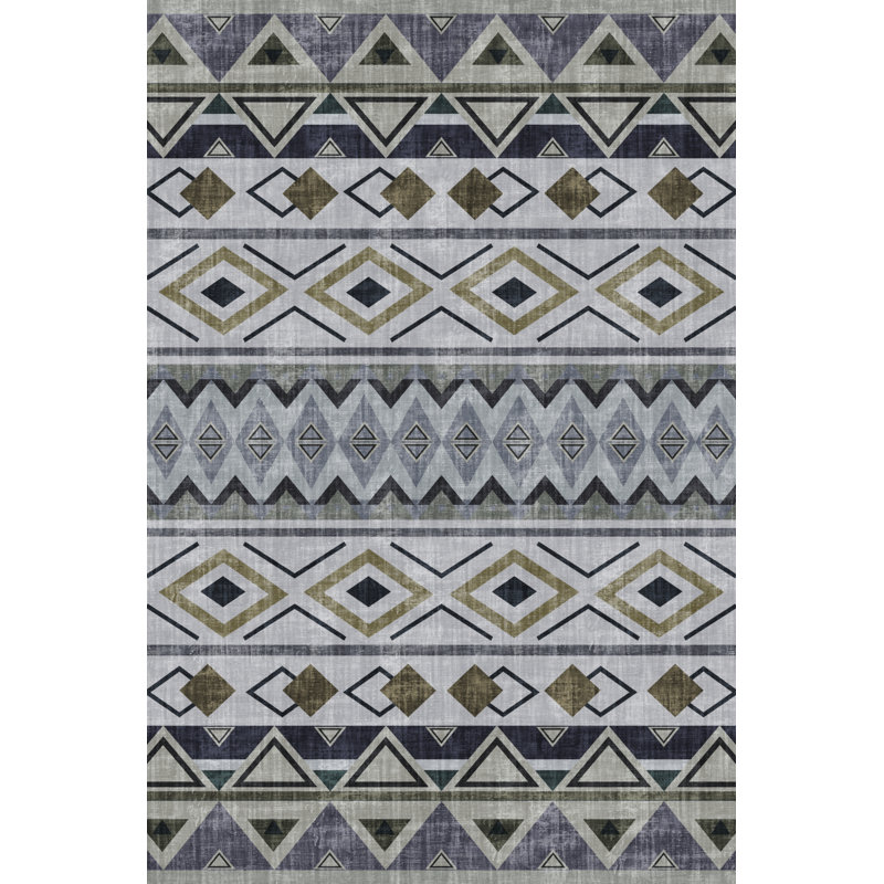 Tapis intérieur / extérieur en polypropylène tissé à la machine Klusek, Rectangle 4 pi 4 po x 6 pi 3 po