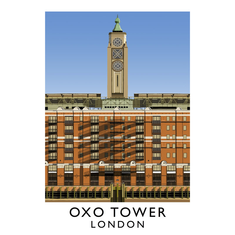 Oxo Tower by Richard O'Neil - Print, 40 cm H x 30 cm W x 1 cm D, No Frame