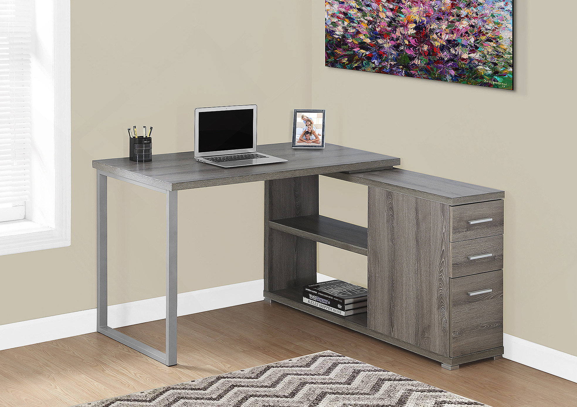 Latitude Run® Contemporary L Shape Computer Desk With Storage Drawers ...