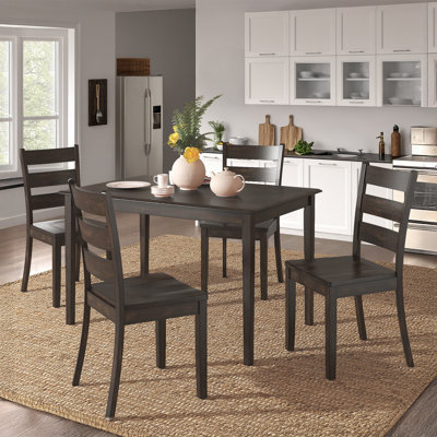 Alexa-Mae 4 - Person Rubberwood Solid Wood Dining Set