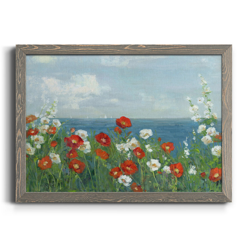 «Through the Flowers», peinture sur toile encadrée, H 31,5 po x l 23,5 po x P 1,5 po, Toile avec cadre gris