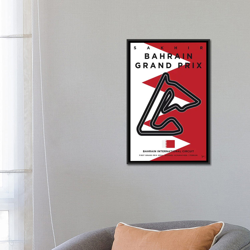 «Minimal Film», Bahrain Race Track, impression sur toile, H 48 po x l 32 po x P 1,5 po, Toile avec cadre noir, Pas de tapis