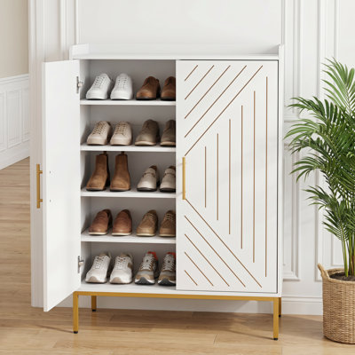 Range-chaussures, capacité de 15 à 20 paires, rangement pour chaussures autoportant à 5 tablettes, tablettes réglables