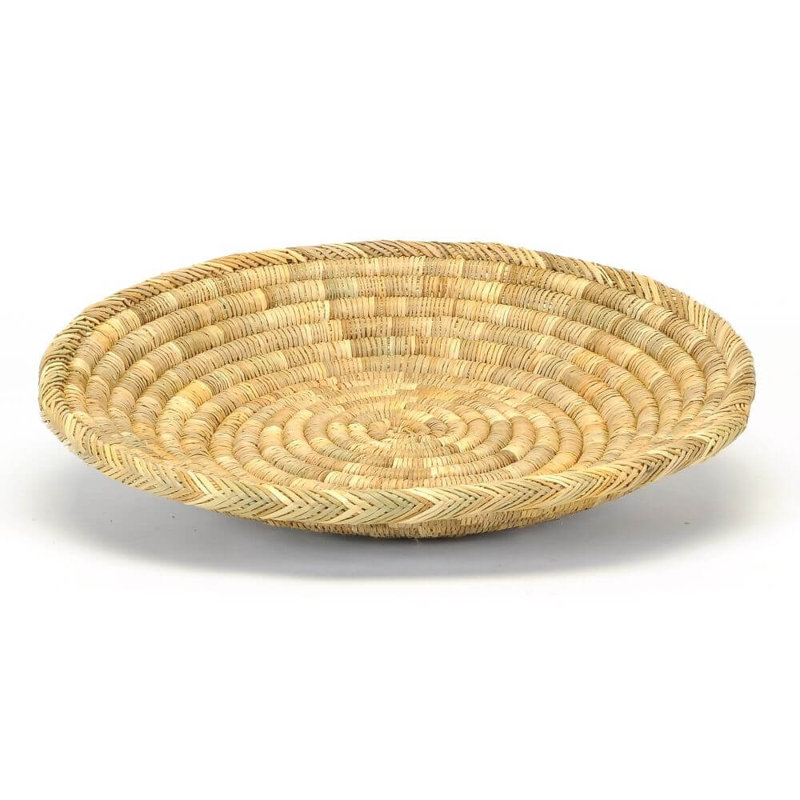 PLATEAU D'Éherbe enroulée ronde Med, 12,5 po L x 12,5 po P x 3 po H, Tanné