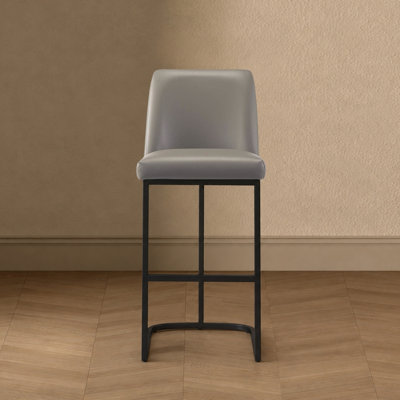 Tabouret de bar en cuir taupe Serena