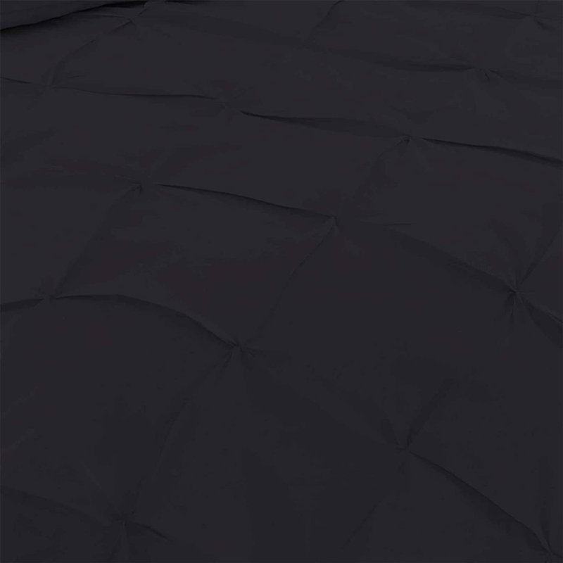 Reginia Cotton Blend Solid Colour Duvet Cover Set with Pillowcases Included, Kingsize - 2 Standard Pillowcases, Black