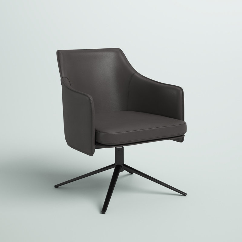 Elkader Faux Leather Swivel Accent Chair, Dark Gray Faux Leather