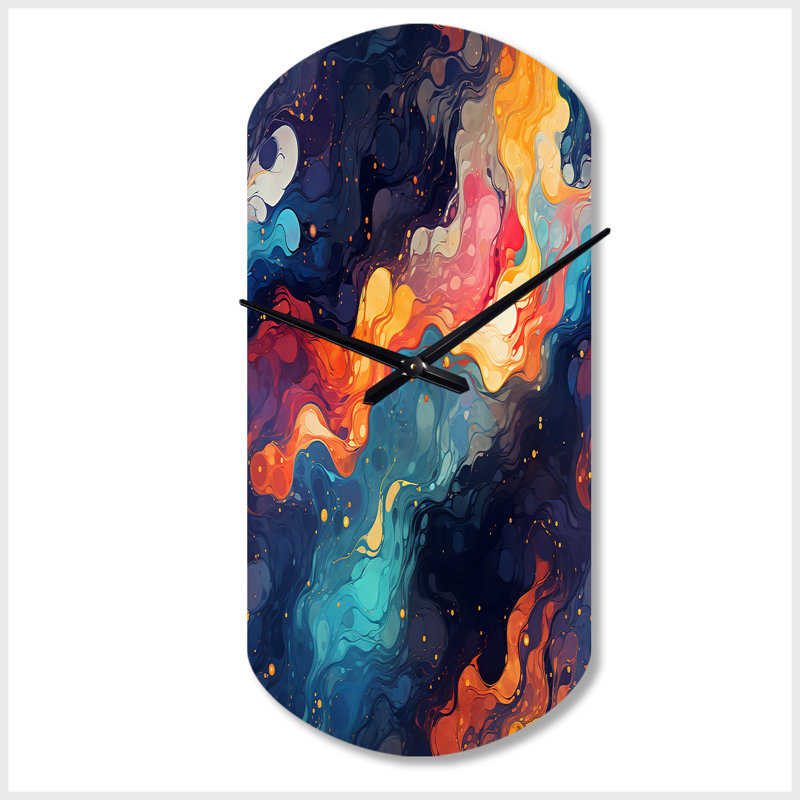 Cosmic Illusion Moody Patterns - Irregular Shape Abstract Metal Wall Clock, No Wall Clock Print, Small