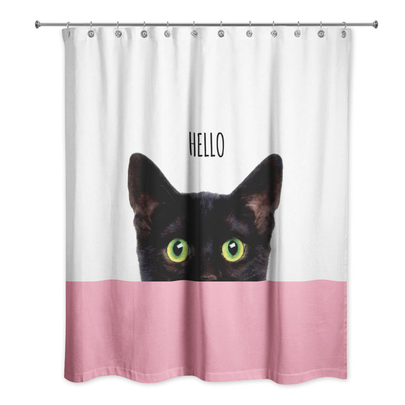 Rideau de douche simple Cats Collection, Blanc / Rose