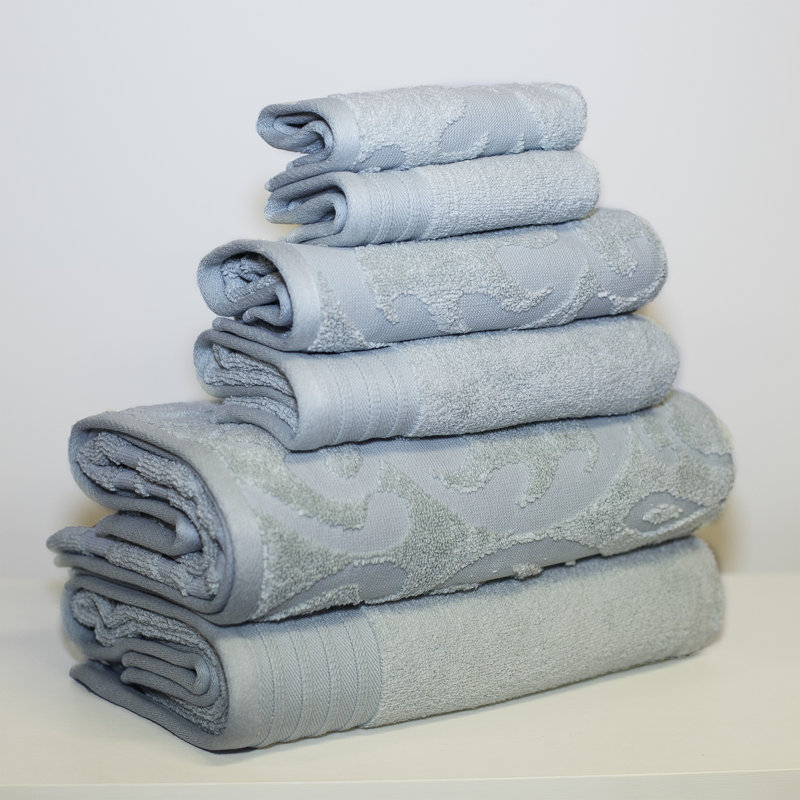 Modern Threads Jacquard 6-Piece, 2 Bath Towels, 2 Hand Towels, 2 Washcloths, Solid Ultra Soft 550GSM 100% Combed Cotton Towel Set