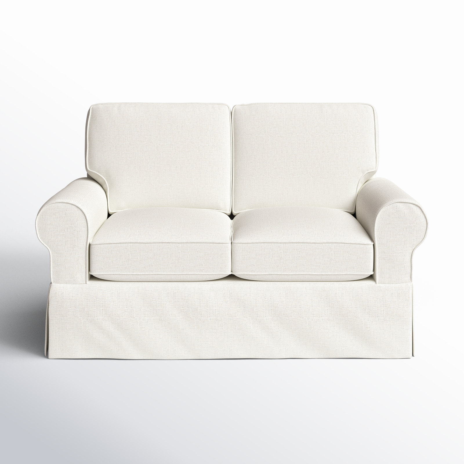 Porter 62'' Slipcovered Loveseat, Drusky Moonglow Sustain® Basketweave