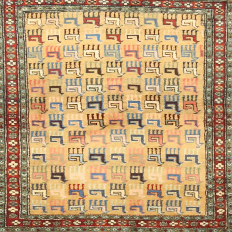Tapis beige / brun / bleu, Carré 6 pi