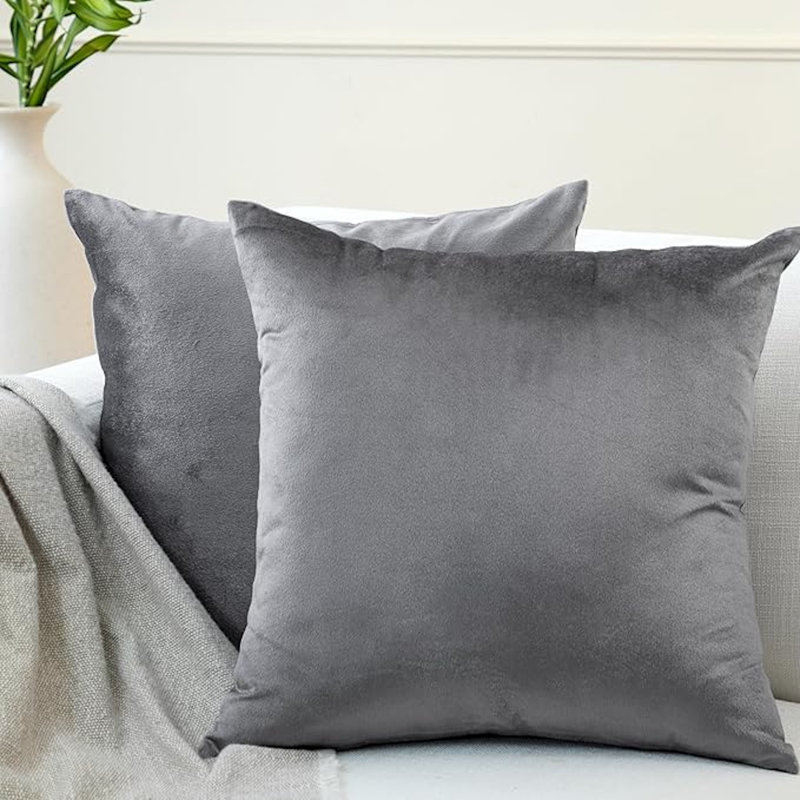  Housse de coussin en velours de couleur unie carrée, Chameau