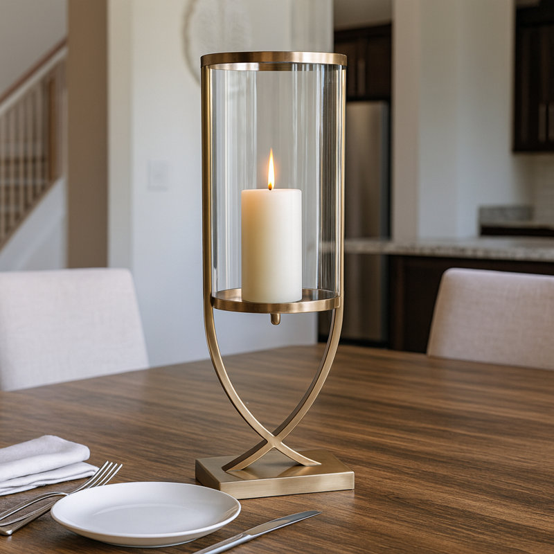 Porte-bougie cylindrique moderne pour décoration de table - Porte-bougie décoratif en métal pour décoration de salon, Doré