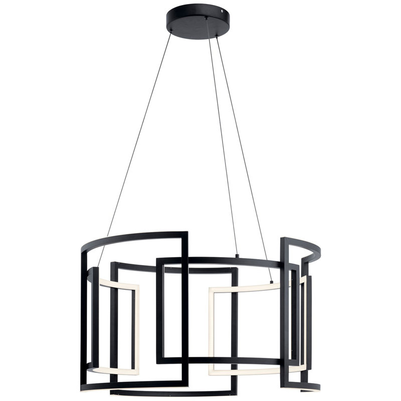  Lustre tambour unique à 3 lumières DEL, H 19 po x l 32 po x P 32 po