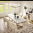 Modern White Faux Marble Dining Table with Double Pedestals Base Pre-Assembly-833936343