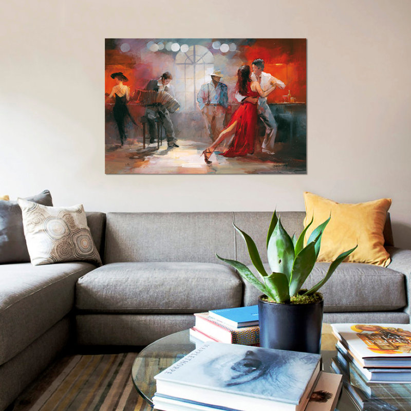 «Tango», reproduction sur toile, H 12 po x l 18 po x p 1,5 po, Pas de tapis, Papier d'art encadré noir