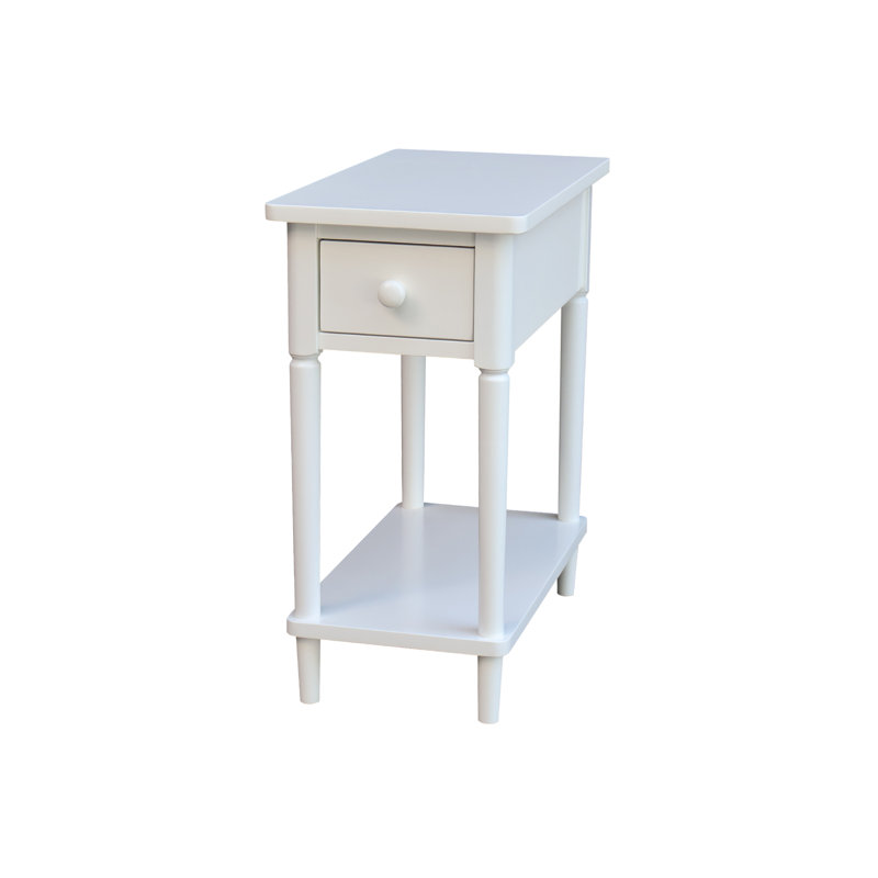 Deboria Solid Wood End Table with Storage, White