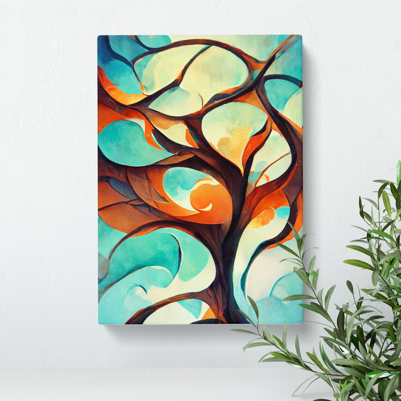XV1022-4739X Tree Abstract Art No.2 - Print, Wrapped Canvas, 50cm H x 35cm W, No Matte