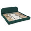 Upholstered Bed with Curved Headboard, Circle Yarn Fabric, Sturdy Legs & Wheeled Drawer Storage-189958789-189958791