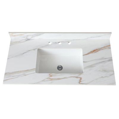 43" Single Bathroom Vanity Sink Ceramic Top Basin With 4'' Backsplash