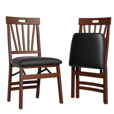 Ensemble de 2 chaises de salle à manger pliantes, chaises pliantes rembourrées, structure en bois massif, capacité de charge maximale de 400 lb, mobilier moderne adapté aux salles à manger, aux bureaux à domicile et aux petits espaces.