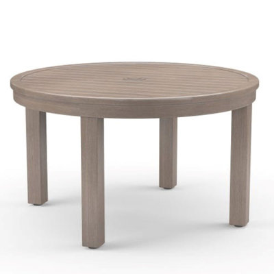 Laguna Round Metal Outdoor Dining Table With Umbrella Hole , 50'' in. W 50'' in. D