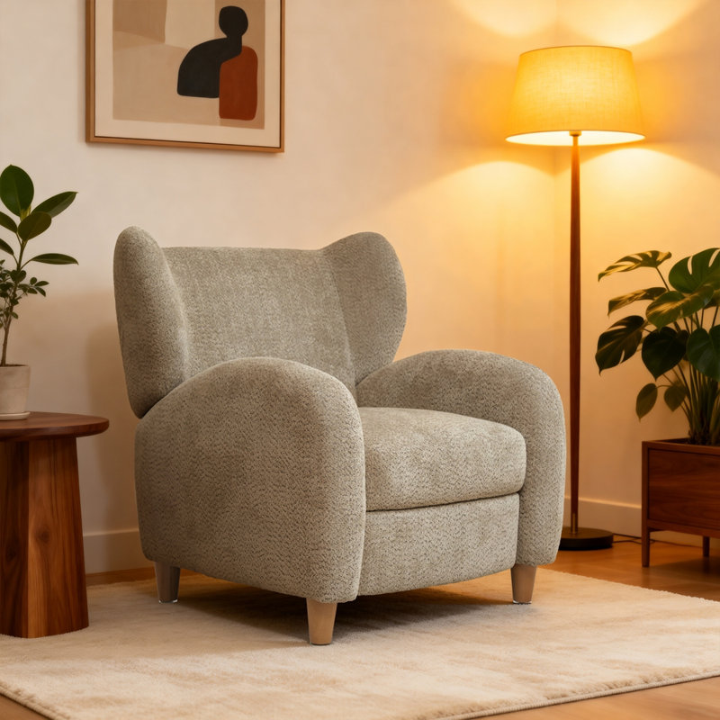 Chaise Nordic Chair, chaise multifonctionnelle en tissu chenille, Chameau
