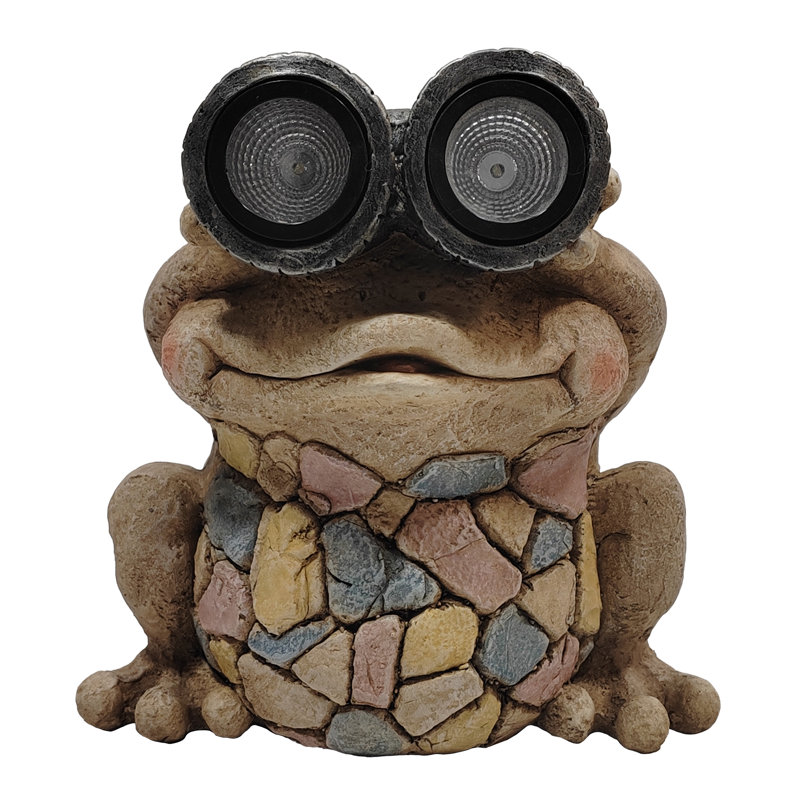 Sagebrook Home 12" Frog With Solar Goggles, Multi