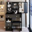 29.2" Long Vanity Table With Cushioned Stool, Extra Large Right Sliding Mirror, Multi - Layer Storage, American Design Black For Small Bedrooms