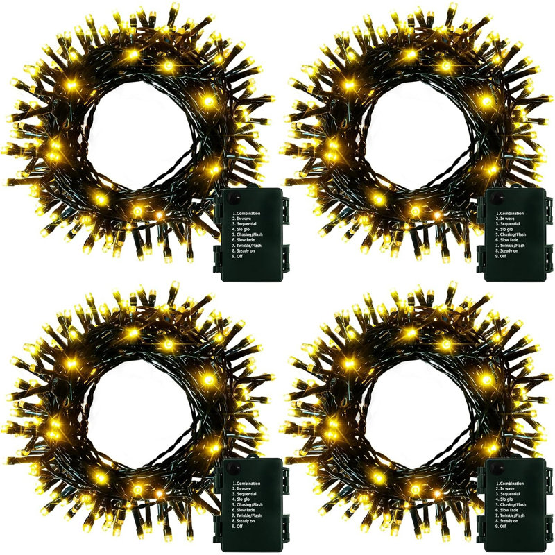 4 Pack Dark Green Wire Warm White String Lights 16.5ft
