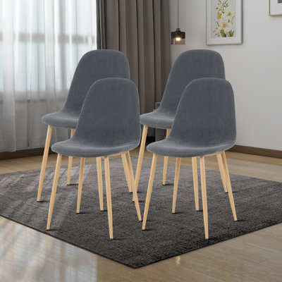 Kieden Fabric Upholstered Dining Side Chairs with Wood Veneered Metal Leg, 4 Pcs -  George Oliver, A0D9F675FFD44C55BDB851698EDB81C5