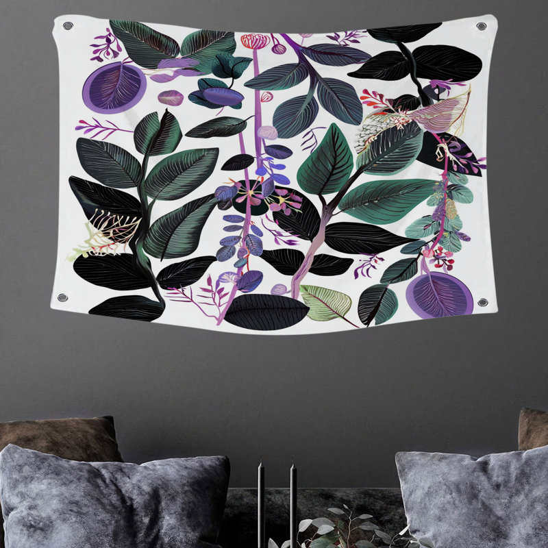 Tapisserie murale feuilles exotiques - décoration murale botanique, H 50 po x l 60 po