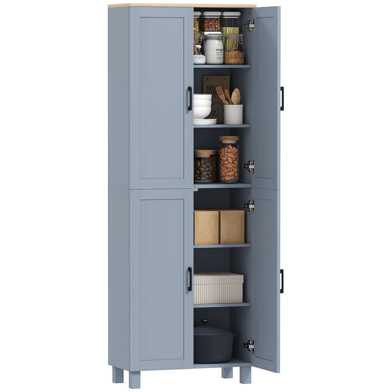 HOMCOM Freestanding Kitchen Cupboard Storage Cabinet 170cm Black, Grey