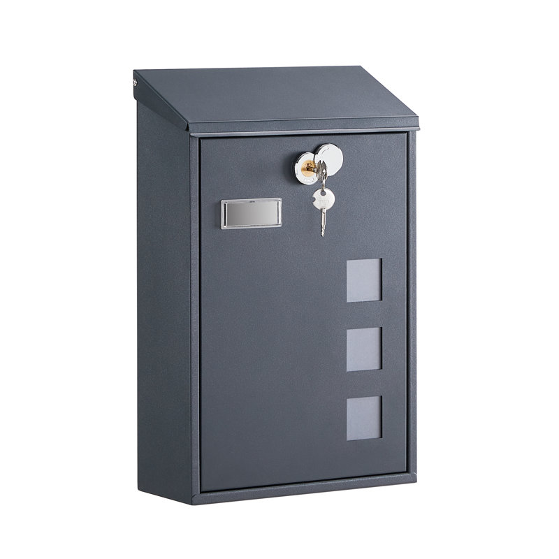Bellburns Steel Wall Mounted Post Box, Grey