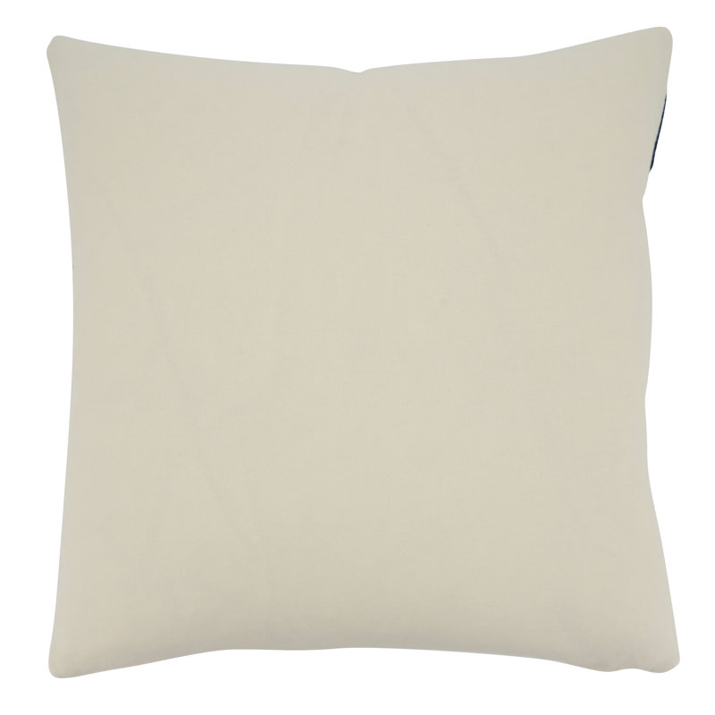 Ivory and Navy Coral Design 18" Square Cotton Throw Pillow
