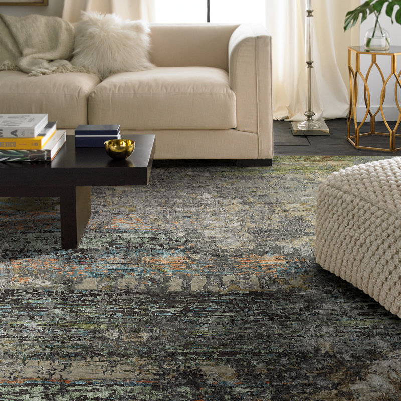 Hand Knotted Area Rug in Gray, Rectangle 3' x 5'