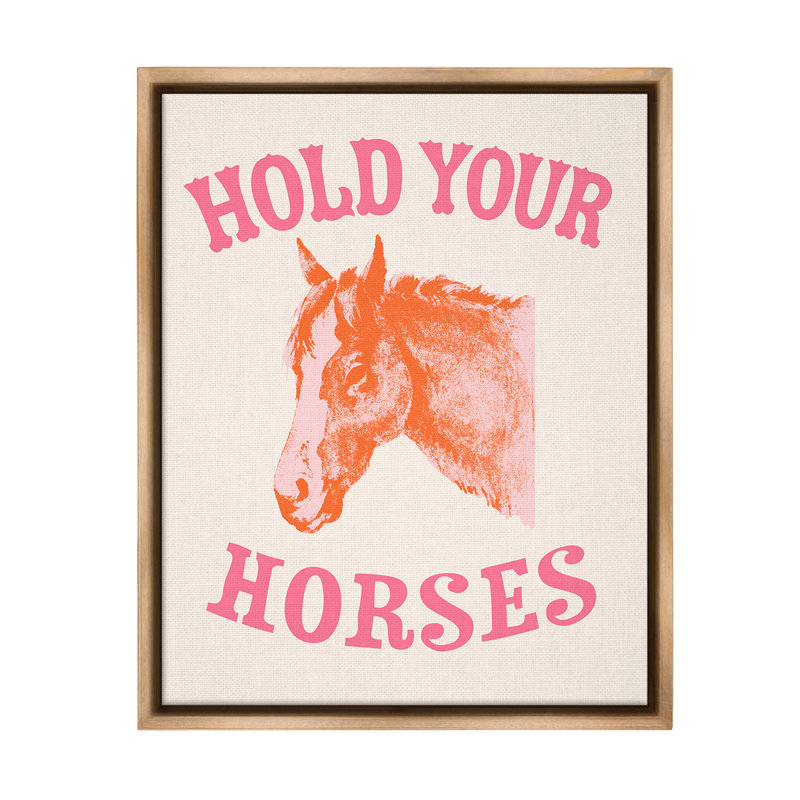 «Hold Your Horses Expression Floater Frame» par Victoria Barnes sur toile, Cadre flottant orme Montalcino, H 21 po x l 17 po
