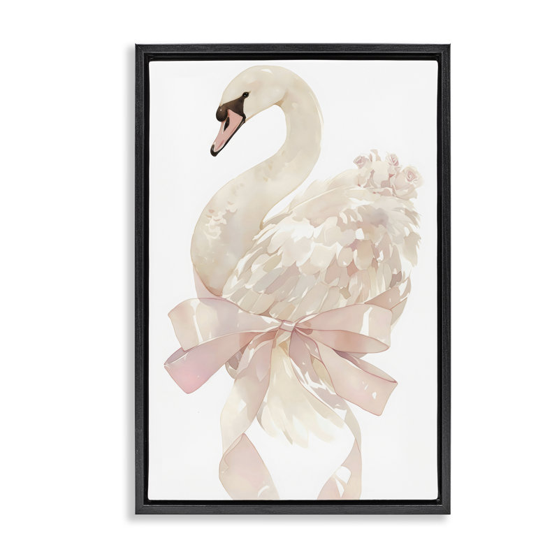 Cygne Coquette avec cadre flottant, design Creative Studio, Cadre flottant noir de jais, H 25 po x l 17 po