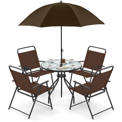 Patiojoy 6 Pcs Patio Dining Set With Tilt Umbrella by George Oliver