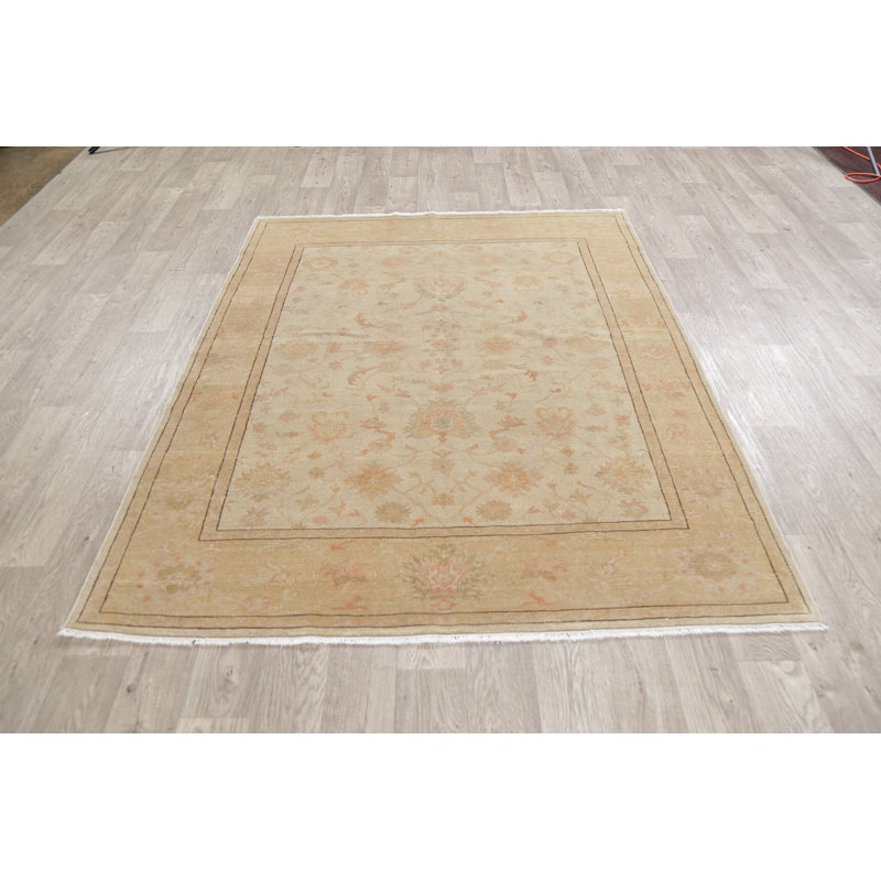 Tapis de zone en laine 6 pi 6 po x 10 pi 6 po one-of-kind à la main-noué la new age oushak Brande