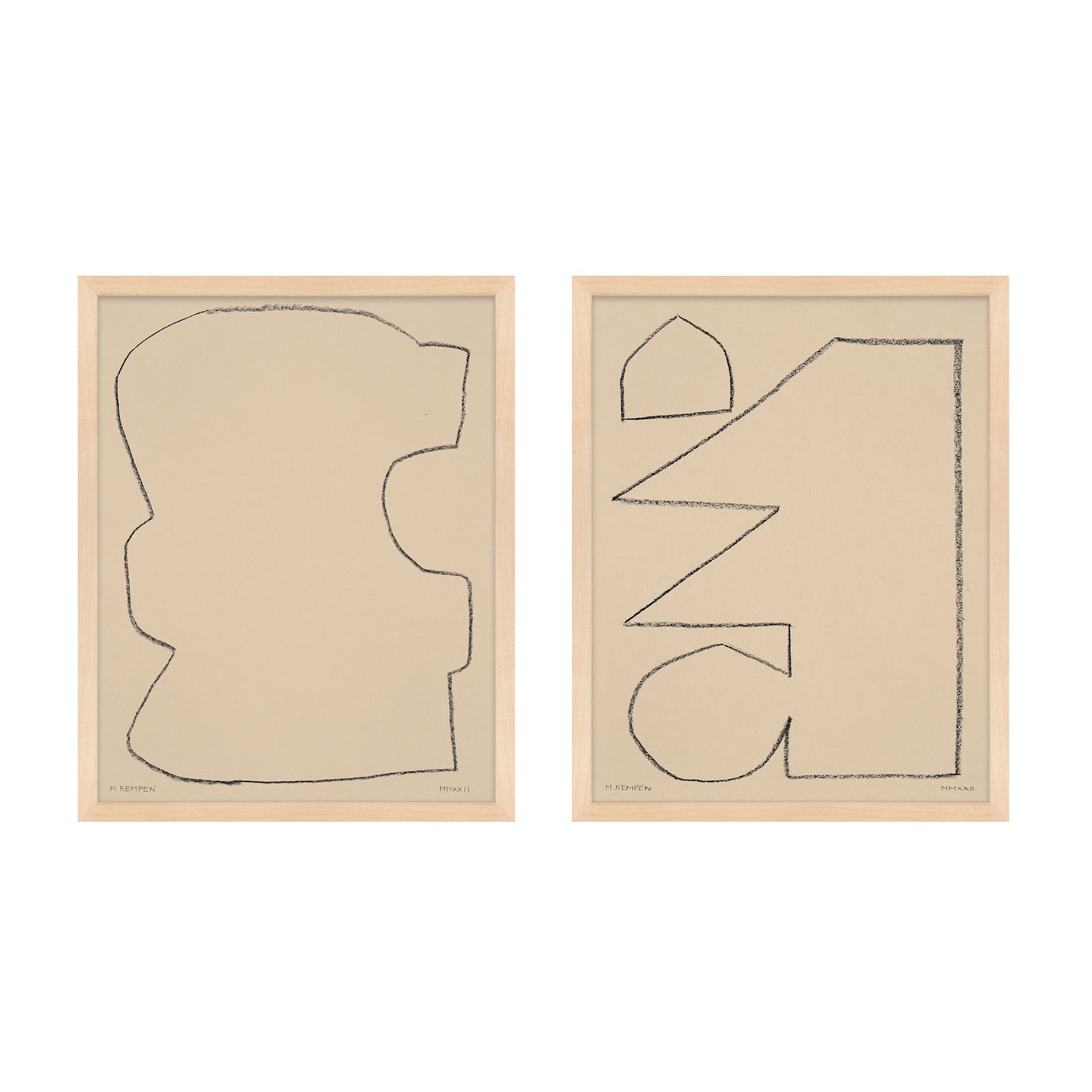 Outlines 9 And 10 by Michael Kempen, Maple Framed, 40" W x 50" H
