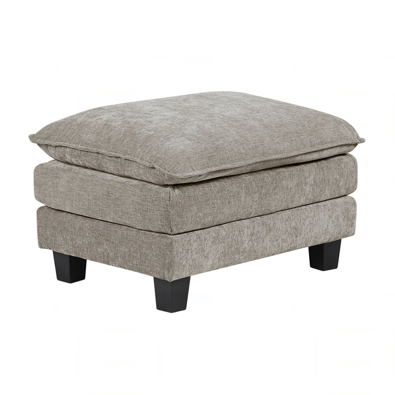 Repose-pieds en tissu d'ameublement en chenille, Gris brun