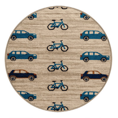 Machine Washable Transportation Beige Area Rug