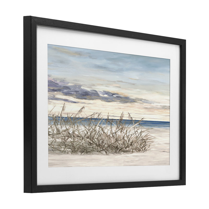Windy Beaches, impression de paysage encadrée sous verre, design par Julie DeRice, H 14 po x l 20 po, Cadre noir minuit