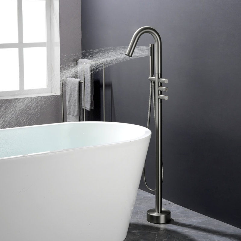 Floor Mounted Tub Spout Faucets, Brushed Nickel